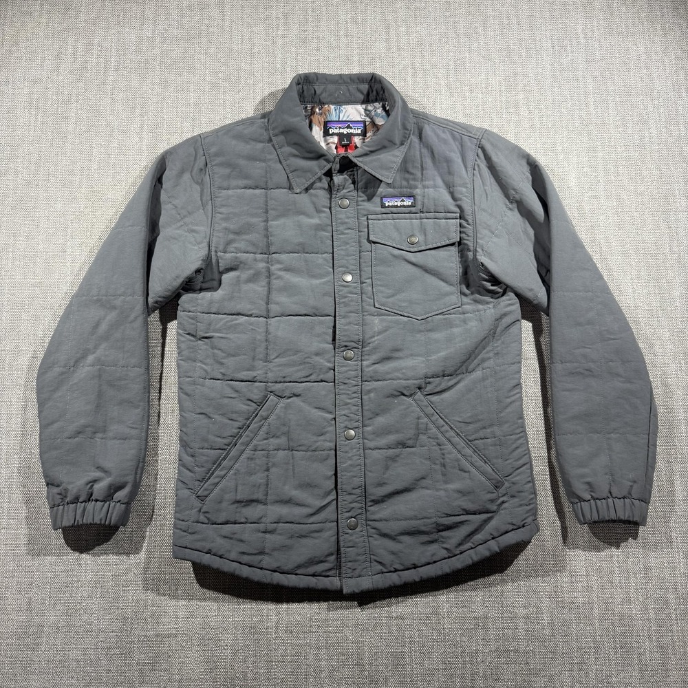 Patagonia Jacket Youth Large 12 Gray Quilted Shirt Jacket Animal Print Lining